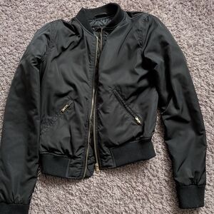 Dynamite Black Bomber Jacket with Gold Hardware